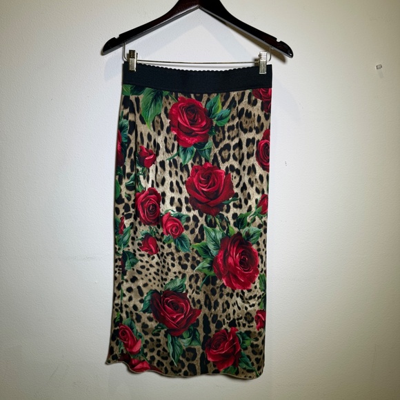 NWOT Dolce & Gabbana Leopard rose print midi skirt Original Price $1250 SZ 10/12 - Picture 7 of 10